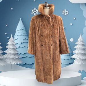 Genuine Natural Mink Long Fur Coat. Size L